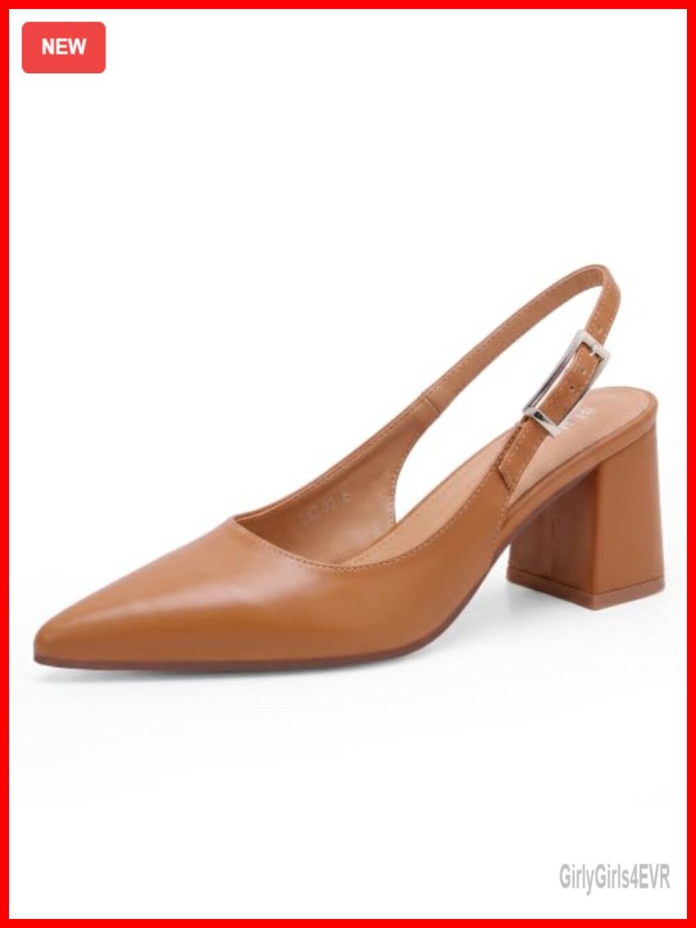 Women's Slingback Pumps Pointed Toe Block Heel Dress Shoes PU